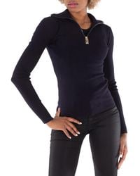 Victoria Beckham - Half Zip High Neck Sweater - Lyst