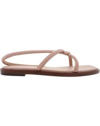 Ferragamo - Ferragamo Floriane Knotted Strap Flat Sandals, Size 7 C - Lyst