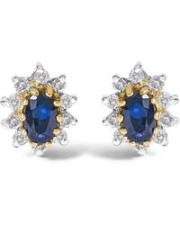 Haus of Brilliance - 14K 1/4 Cttw Diamond And Sapphire Sunburst Halo Stud Earrings (K-L Color, I1-I2 Clarity) - Lyst