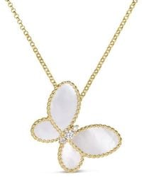 Roberto Coin - 18K Jasmine Diamond & Mother Of Pearl Butterfly Necklace - Lyst