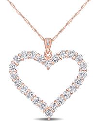 Amour - 2 2/5 Ct Dew Created Moissanite Heart Pendant With Chain - Lyst