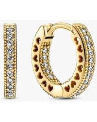 PANDORA - Shine Hoop Earrings With Clear Cubic Zirconia - Lyst