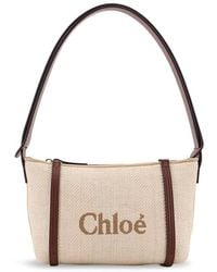 Chloé - Chlo Chlo Carry Canvas Shoulder Bag With Logo Embroidery - Lyst