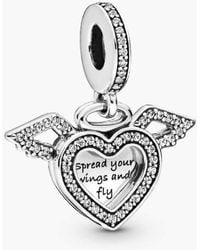 PANDORA - Heart And Wings Sterling Dangle - Lyst