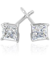 Tresorra - 14K Princess Cut Earth Mined Diamond Stud Earrings - Lyst