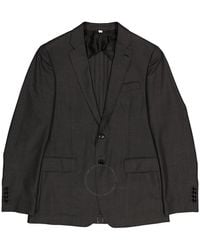 Burberry - Charcoal Check Slim Fit Wool Tailored Jacket, Brand Size 54 (Us - Lyst