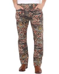 Roberto Cavalli - Animalier Camouflage Print Straight Fit Cotton Jeans, Waist - Lyst