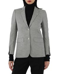 Burberry - Taupe Melange Technical Wool Jersey Blazer, Brand Size 10 (Us - Lyst
