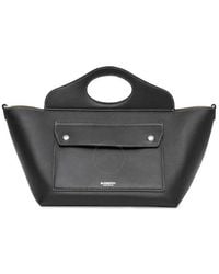Burberry - Mini Leather Soft Pocket Tote Bag - Lyst