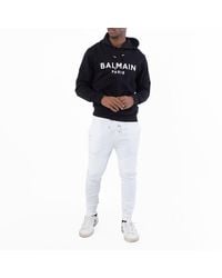 Balmain - Logo Print Cotton Sweatpants - Lyst
