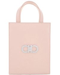 Ferragamo - Double Gancini Mini Leather Tote Bag - Lyst
