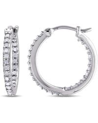 Amour - 1/2 Ct Tw Diamond Inside Outside Hoop Earrings - Lyst