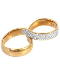 Swarovski - Rose, Plated Crystal Exist Double Ring, Size 55 - Lyst