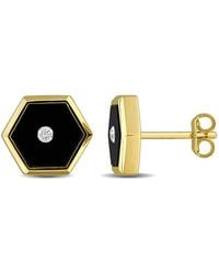 Amour - 4 1/5Ct Tgw Onyx And Diamond Accent Hexagon Stud Earrings - Lyst