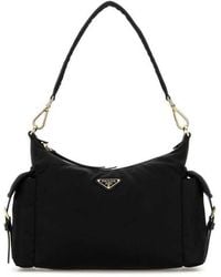 Prada - Re-Nylon Shoulder Bag Nero Poliammide Riciclata-Vitello Borse A Mano - Lyst