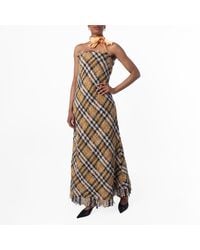 Burberry - Check Wool Blend Sleeveless Dress, Brand Size 10 Us - Lyst