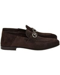 Ferragamo - Gancini Ornament Suede Mocassins - Lyst