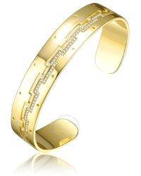 Rachel Glauber - Gold Plated With Cubic Zirconias Zig-zag Cuff Bracelet - Lyst