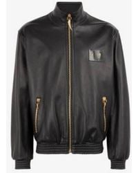 Roberto Cavalli - Tiger Tooth Leather Bomber Jacket, Brand Size 48 Us - Lyst