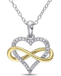 Amour - 1/10 Ct Tw Diamond Infinity Heart Pendant With Chain - Lyst