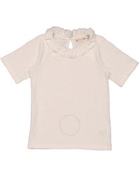 Bonpoint - Girls Ecru Clea Box-pleat Cotton T-shirt - Lyst