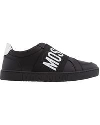 Moschino - Black / White Logo Print Slip-on Sneakers - Lyst