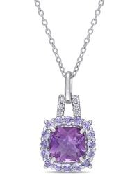 Amour - 2 1/3 Ct Tgw Amethyst Tanzanite And Diamond Accent Pendant With Chain - Lyst