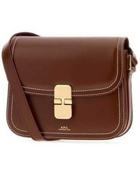 A.P.C. - Chocolate Leather Small Grace Crossbody Bag Noisette Borse A Mano - Lyst