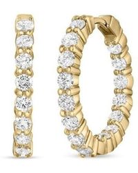 Roberto Coin - 18K Small Inside Outside The Perfect Diamond Hoop Earrings - Lyst