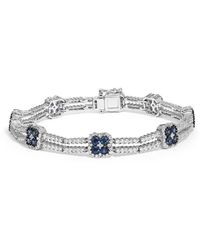 Haus of Brilliance - 18K 2 3/4 Cttw Diamond And 3X3Mm Sapphire Double Row Link Bracelet - Lyst