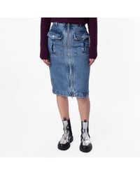 Bally - Hilda Zip-Front Denim Midi Skirt, Brand Size 40 Us - Lyst