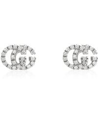Gucci - Gg Running Pave Diamond Stud Earrings - Lyst