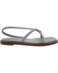 Ferragamo - Ferragamo Floriane Knotted Strap Flat Sandals, Size 7 C - Lyst