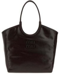 Miu Miu - Dark Ivy Leather Shopping Bag Moro Borse A Mano - Lyst