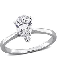 Created Forever - 1Ct Tw Pear-Shaped Lab-Grown Diamond Solitaire Engagement Ring With Side Accents - Lyst