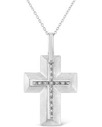 Haus of Brilliance - .925 Sterling Silver Prong-set Diamond Accent Bold Crs 18'' Pendant Necklace - Lyst