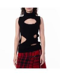 MM6 by Maison Margiela - Distressed Roll Neck Sweater - Lyst
