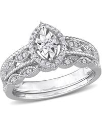Amour - 1/ Ct Tw Diamond Oval Halo Bridal Ring Set - Lyst