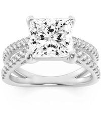 Mure And Co - 2Ctw Princess Shaped Lab Grown Diamond (F/Vs) Cross Shank Accented Engagement Ring - Lyst