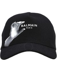 Balmain - Egp Noir / Multi-gris Sculpture Print Logo Cap - Lyst