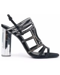 Ferragamo - Crystal-Embellished Block-Heel Sandals - Lyst