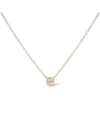 Haus of Brilliance - 10K Rose 1/10 Carat Round-Cut Diamond Modern Bezel-Set Solitaire 16"-18" Pendant Necklace - Lyst