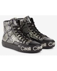 Roberto Cavalli - Animal Print High-Top Sneakers, Brand Size 41 Us - Lyst