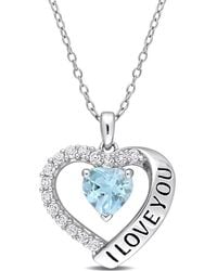 Amour - 1 7/8 Ct Tgw Sky Topaz And Topaz Heart "I Love You - Lyst