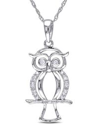Amour - Diamond Owl Pendant With Chain - Lyst