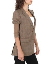Burberry - Knitted Sleeve Houndstooth Check Wool Tailored Jacket - Lyst