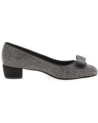 Ferragamo - Crystal Embellished Vara Bow Pumps - Lyst