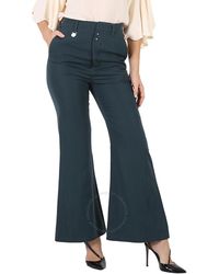 MM6 by Maison Martin Margiela - Mm6 Ladies Petrol High-Waisted Flared Trousers, Brand Size 36 (Us - Lyst