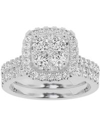 Brilliant Diamond - Lab Grown 1.50 Ctw Diamond Cushion Bridal Set, Engagement Ring Set - Lyst