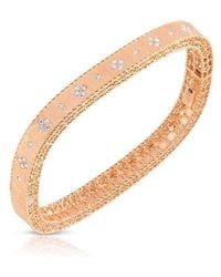Roberto Coin - 18k Re Gold Slim Princess Satin Fleur De Lis Diamond Bangle - Lyst